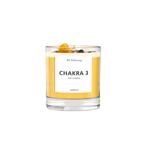 Chakra 3 Soy Candle with Tiger Eye Gemstones