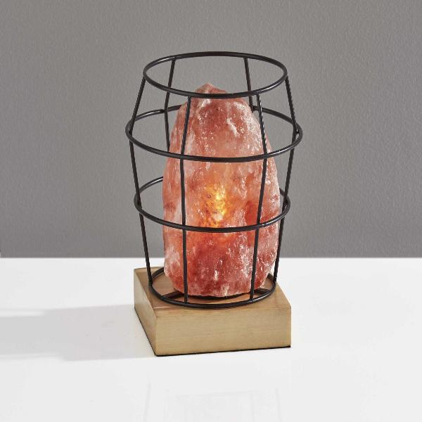 Himalayan Salt Table Lamp With Black Wire Basket