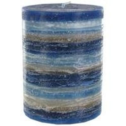 Scented Pillar Candle   Multi Layered Hand Made Rustic Blue Candles