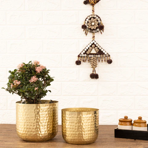 Luxe Gold Hammered Planters