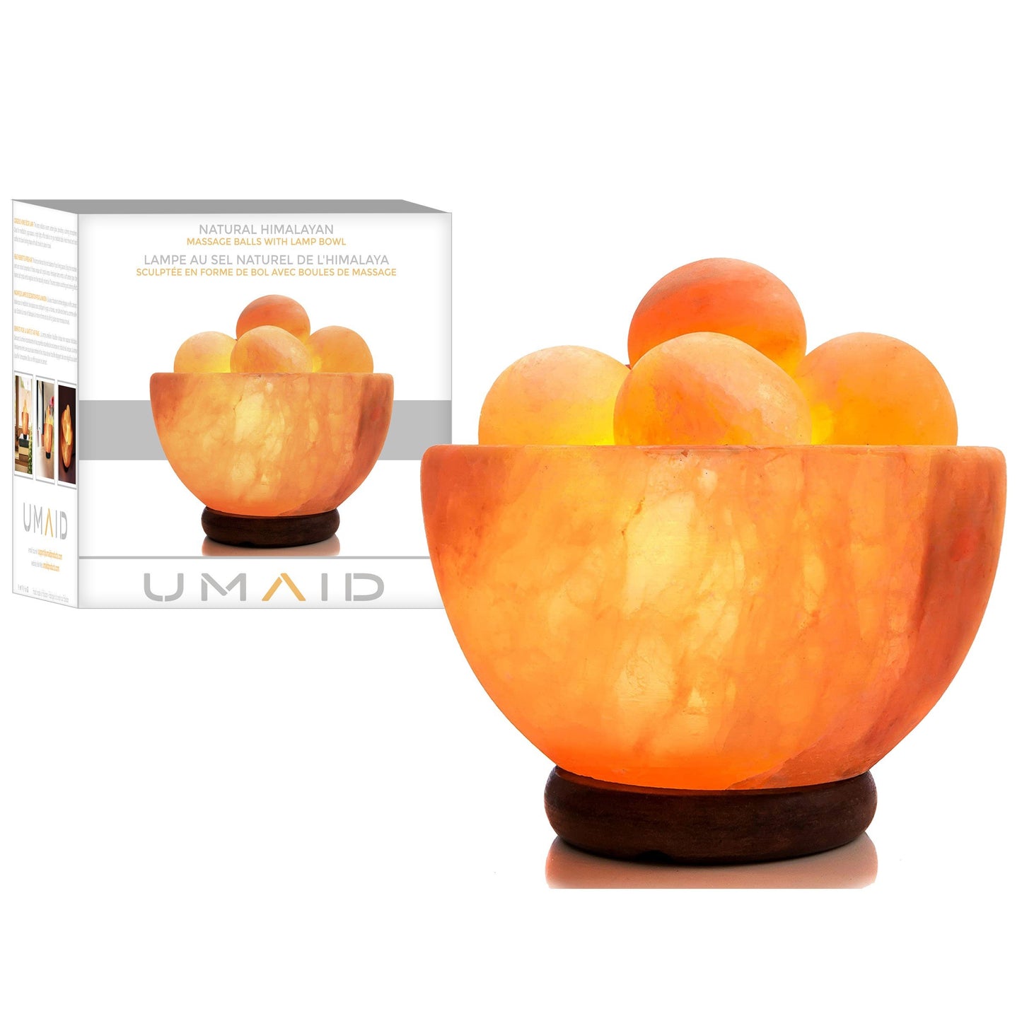 UMAID Natural Himalayan Rock Sea Salt Lamp Bowl with 6 Heated Salt